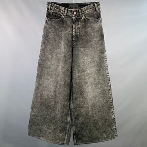 CELINE Size 29 Black Wash Denim Zip Fly Wide Leg Baggy Jeans